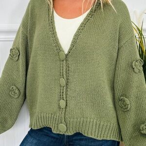 Oversized Cozy Olive Cardigan Sweater